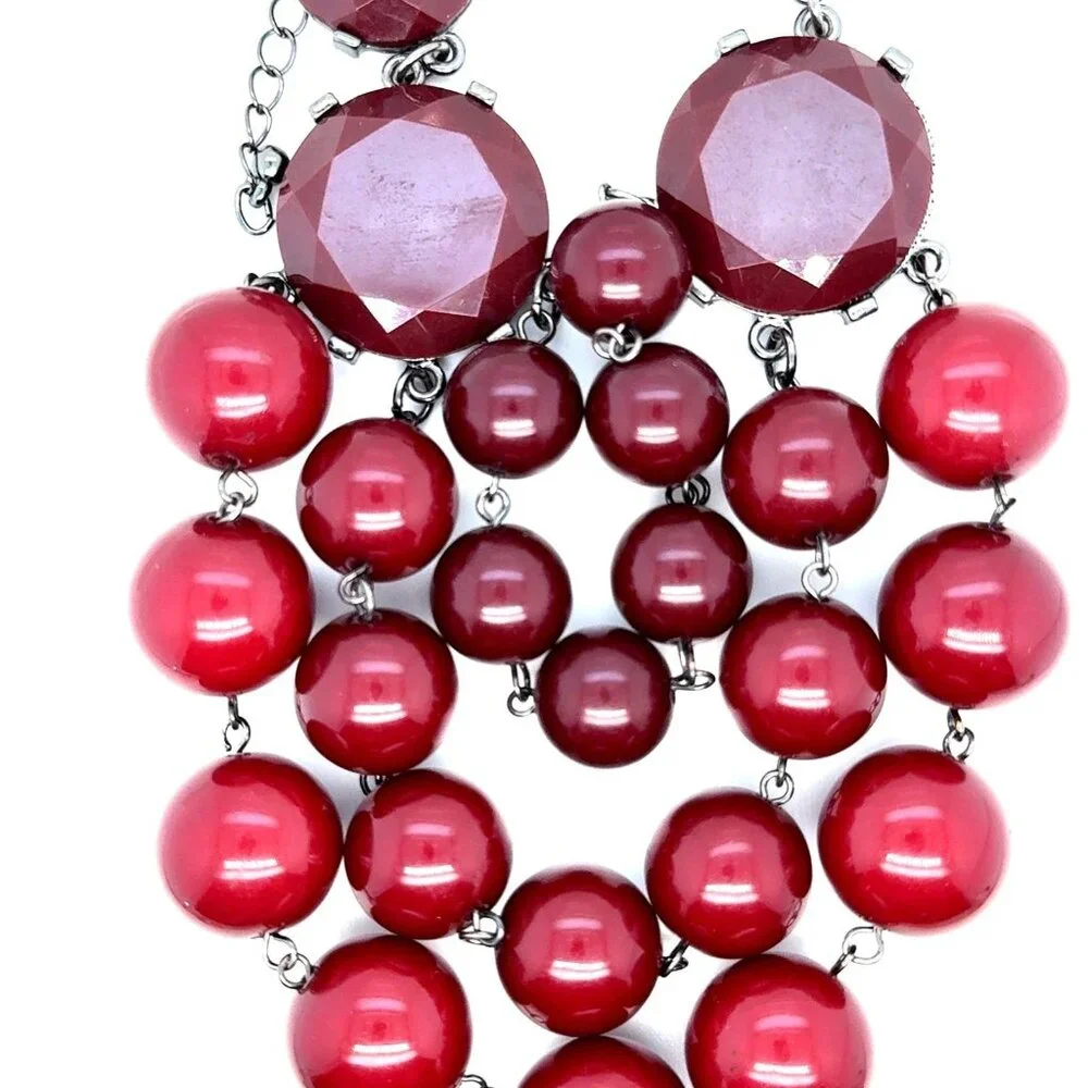 Lovely Red Stones Statement‎ Necklace (n1)